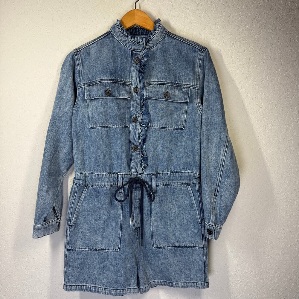 Women's Hudson Long Sleeve Denim Blue Jean Romper Size‎ Small